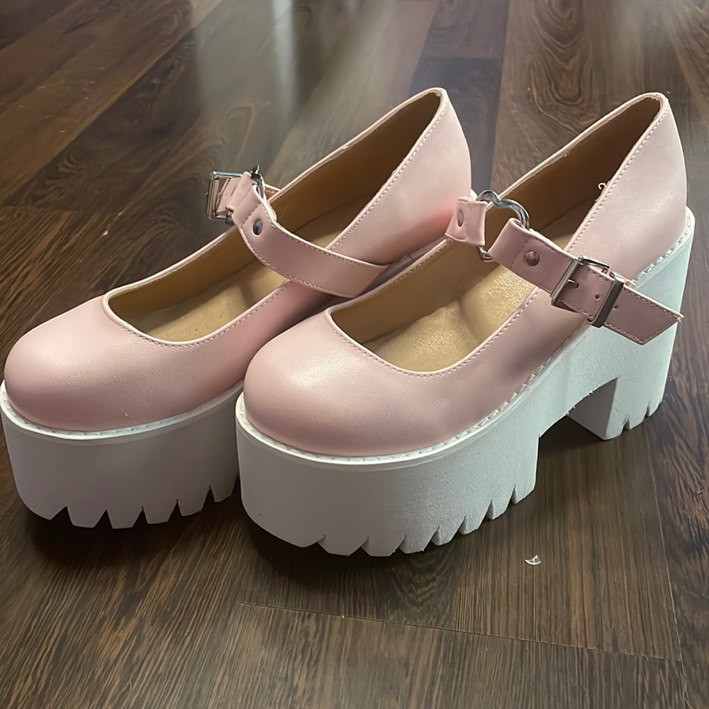 Pink Mary jane platforms